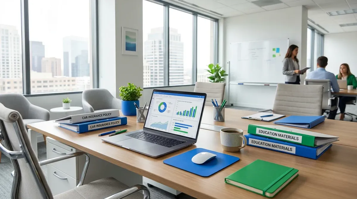 Stanowisko edukacyjne z materiałami o ubezpieczeniu komunikacyjnym